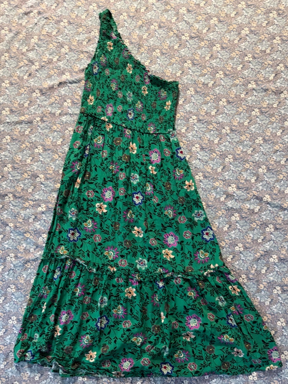 Knox Rose Green One-Shoulder Floral Maxi Dress
